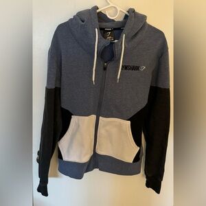 GymShark Fit Frontier Thermal Hoodie Blue/Grey/White Size Small Rare